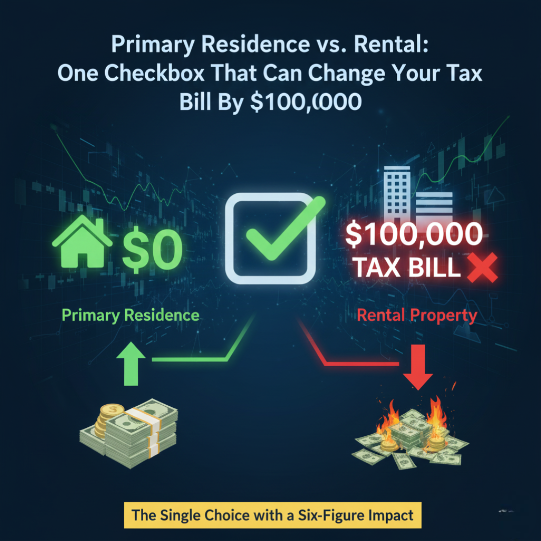 Primary Residence vs Rental: One Checkbox That Can Instantly Change Your Tax Bill by $100,000